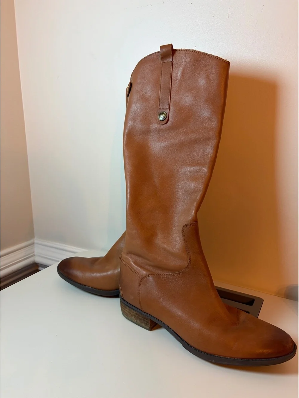 Sam Edelman Penny  Cognac Leather Riding Boots